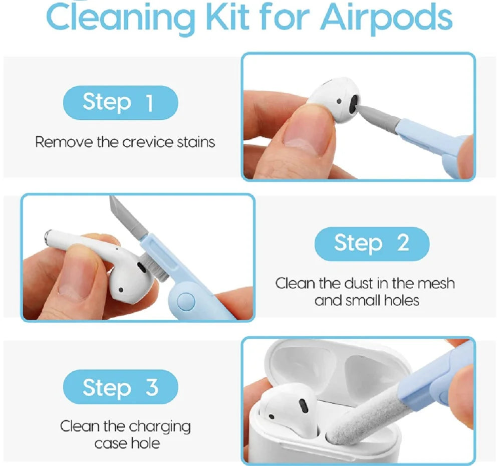 7-In-1 Multi-Device Cleaning Kit - Keyboard, Screen, and Earphone Dust Brush for Computers, Tablets, and Bluetooth Devices