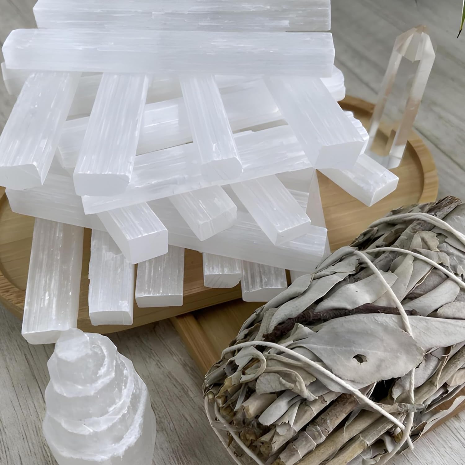 4 Selenite Crystal Wand | Variety Pack Selenite Sticks for Healing | Reiki & Metaphysical Energy Drawing | Wicca Altar Crystals Stick Healing Reiki Home Witchcraft Supplies - Pack of 20