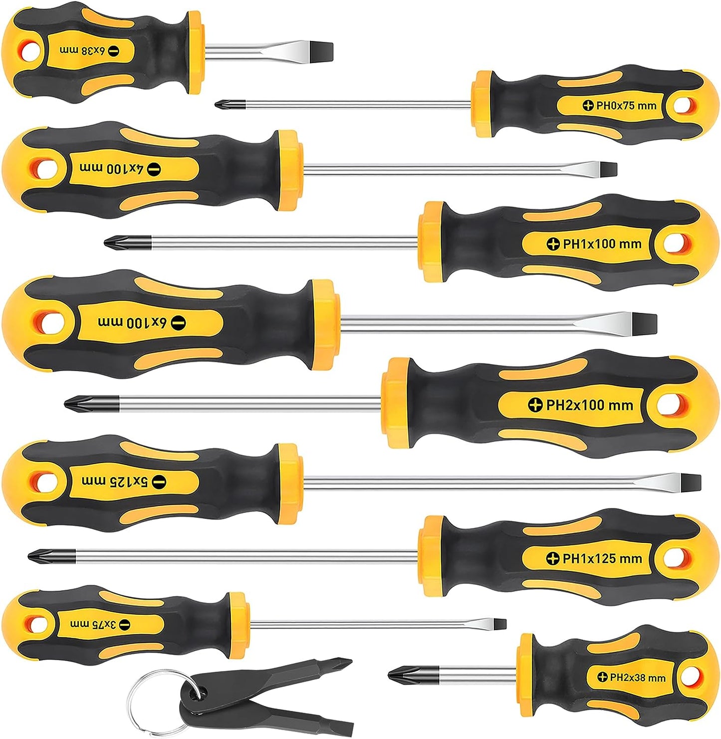 10-Piece Magnetic Screwdrivers Set, 5 Phillips and 5 Slotted Tips Professional Cushion Grip Screwdriver Set