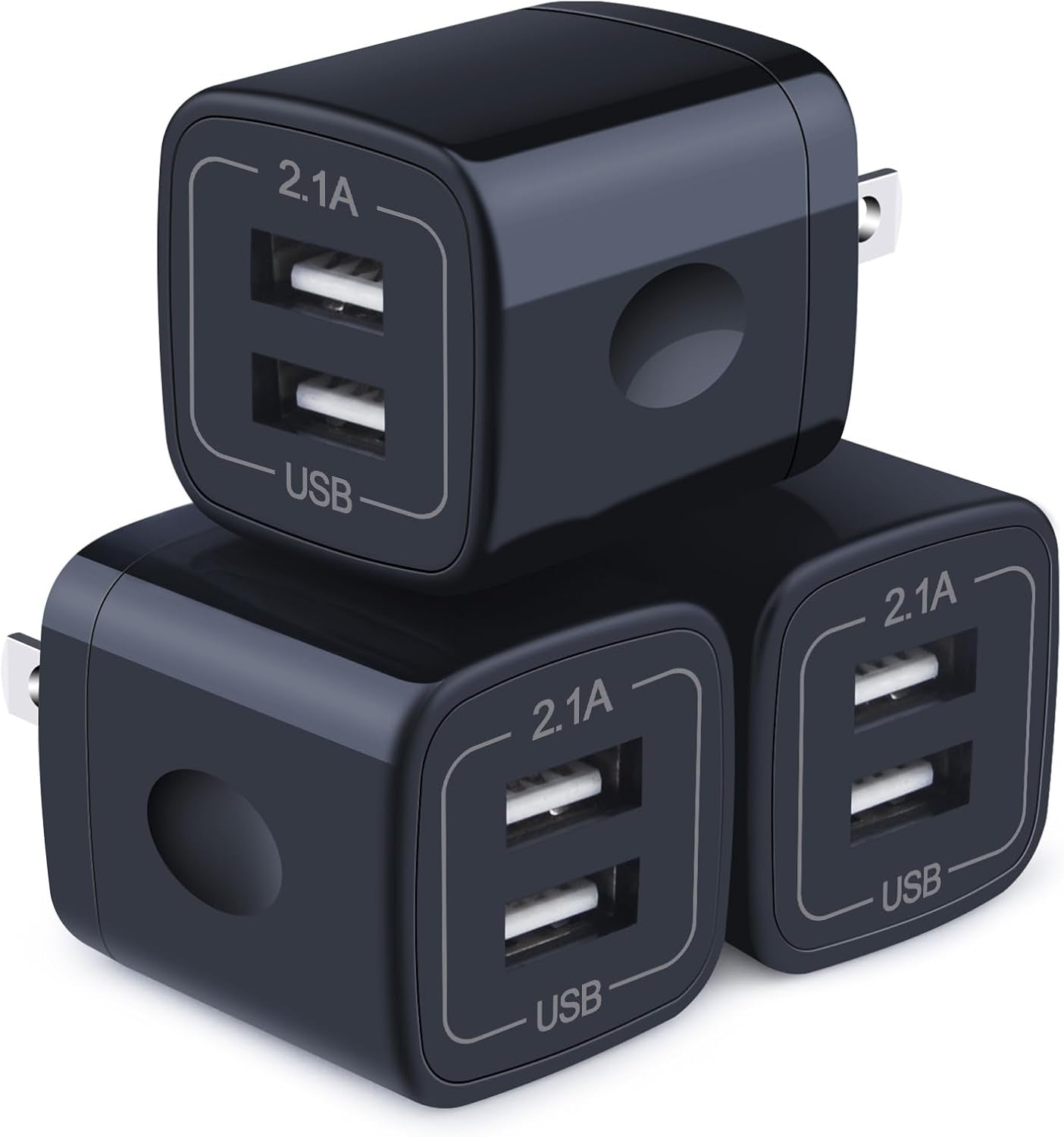 Wall Charger,Charger Cube,Charging Block Fast Charge 3Pack Dual Port 2.1A Power Brick Phone Charger Plug Box Head for Iphone 16/15 Pro/14/13/12/11/Xr/8/7/6 Plus,Samsung Galaxy S24 S23 S22 S21 S10 S9