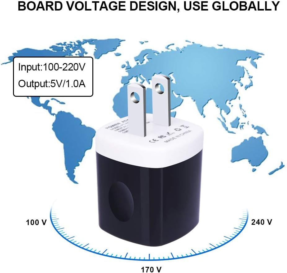 Wall Adapter, USB Wall Charger 6 Pack,  1A 5V Single Port USB Plug Power Adapter Compatible Iphone 14 plus 13 12 11 Xs XR X 8, Samsung Galaxy S22 Ultra S22+ S22 A21 S10E S9 Note 20,Google Pixel 6