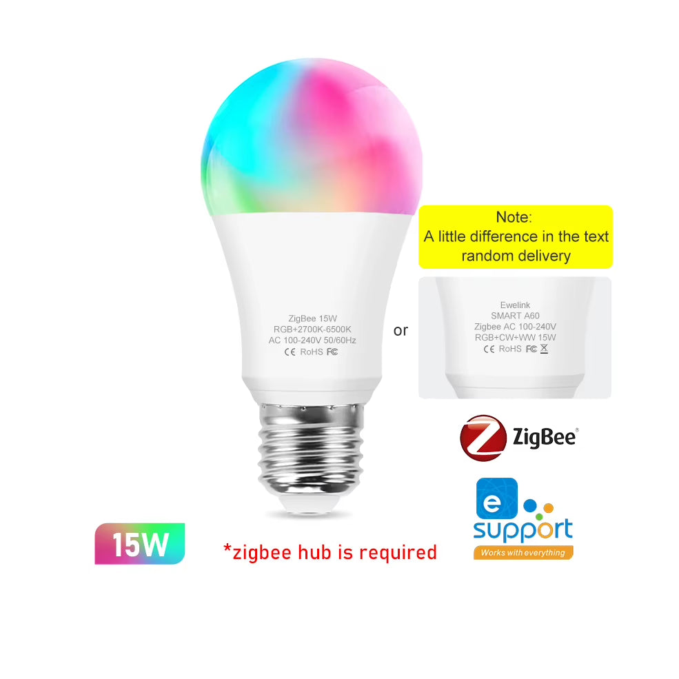 Smart Wifi Zigbee LED Light Bulb Dimmable E27 E14 GU10 RGBCW 2700-6500K LED Candle Lamp for Ewelink APP Alexa Google Home Yandex