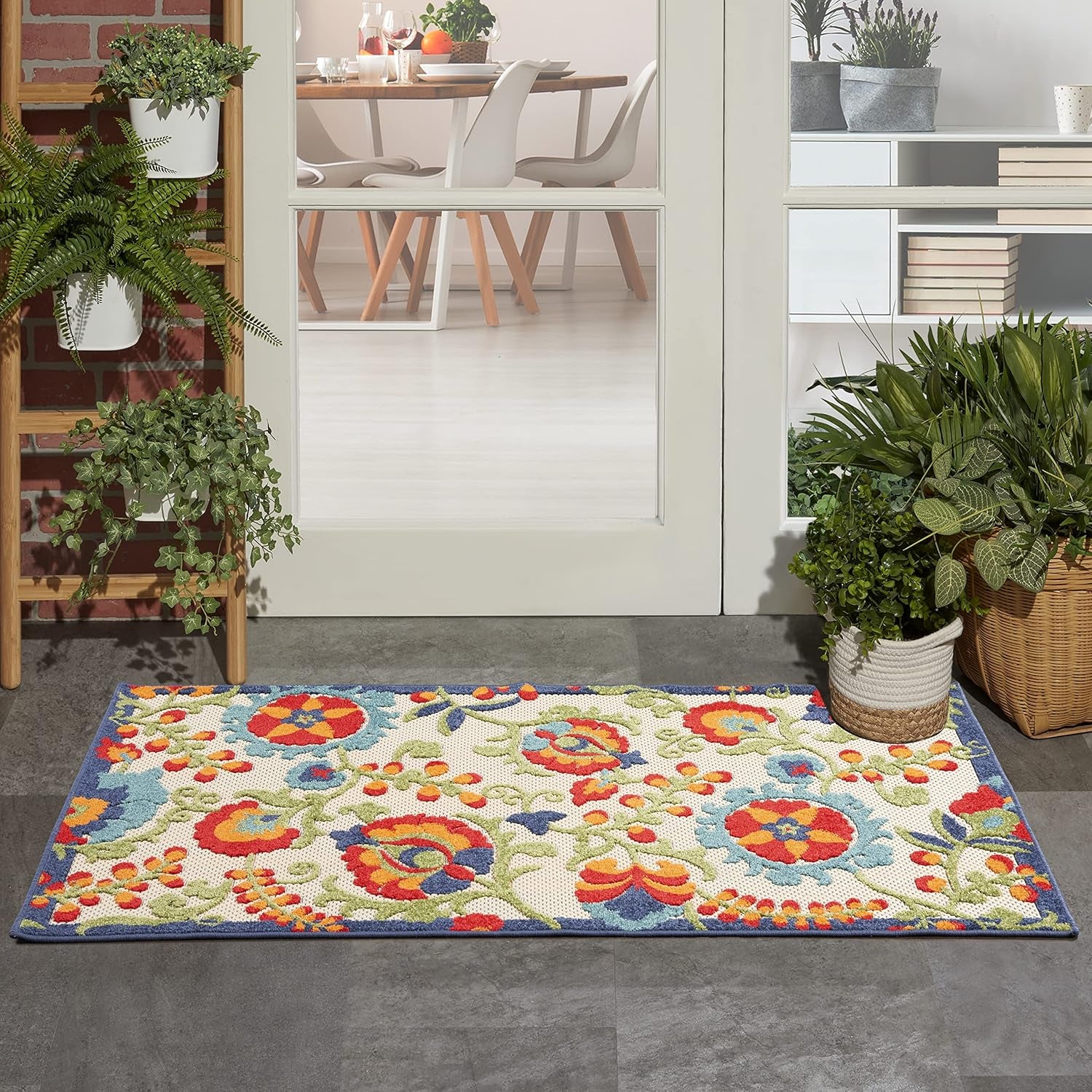 Aloha Indoor/Outdoor Multicolor 3' X 5' Area Rug, Easy Cleaning, Non Shedding, Bed Room, Living Room, Dining Room, Backyard, Deck, Patio (3X5)