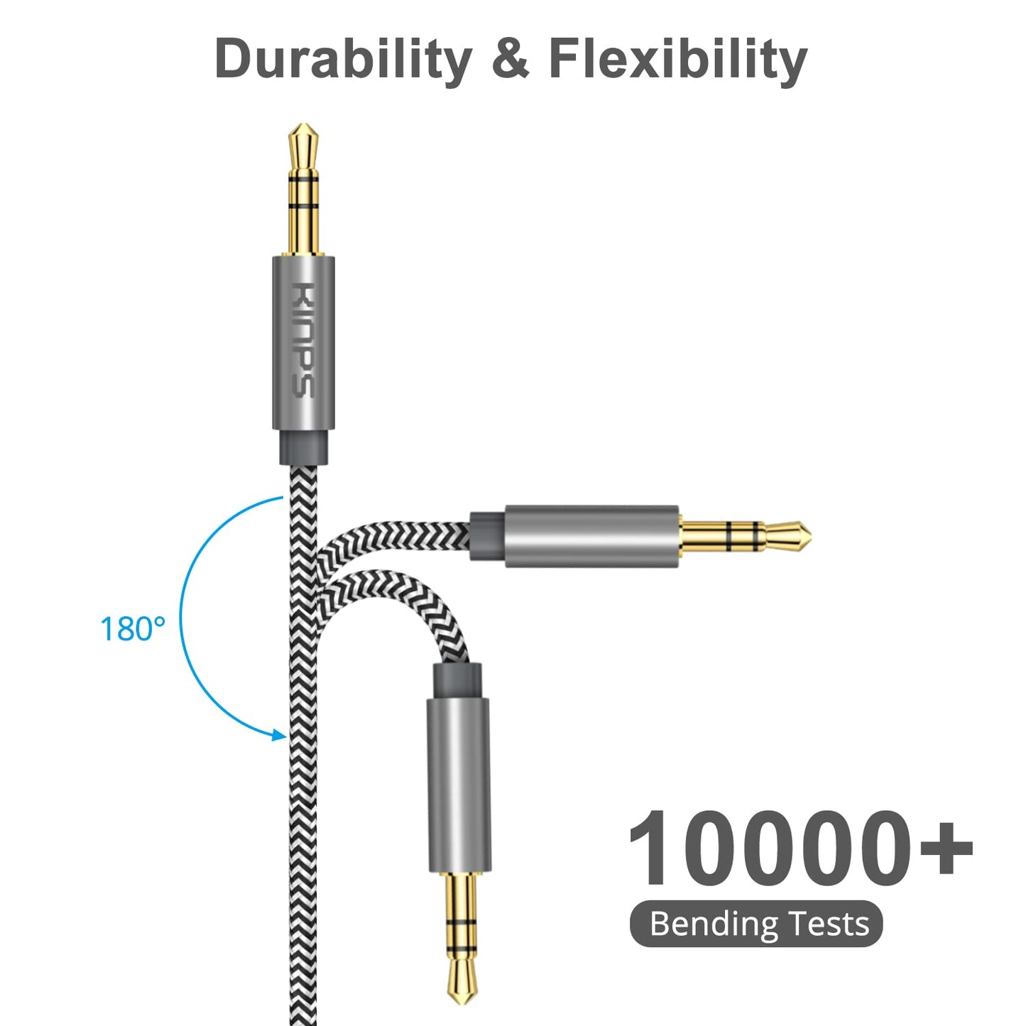 Auxiliary Audio Cable 3.5Mm Aux Cord Stereo Jack Male to Male Aux Cable for Phones, Headphones, Speakers, Tablets, Pcs, MP3 Players and More (10FT/3M, Gray)