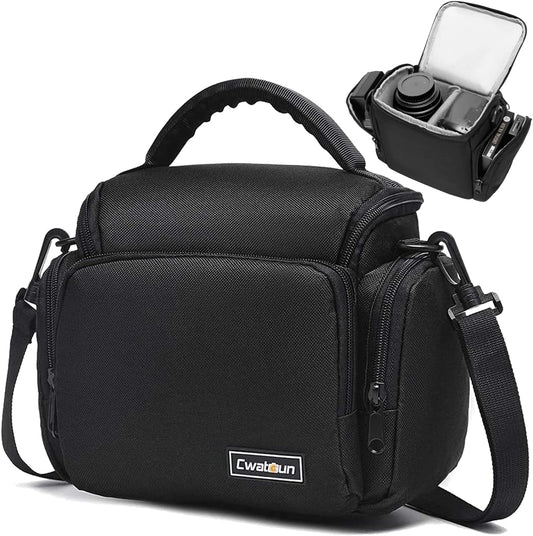 Single Shoulder Crossbody Compact Camera Bag Case Compatible for Canon Nikon Sony SLR DSLR Mirrorless Cameras and Lenses Waterproof Black