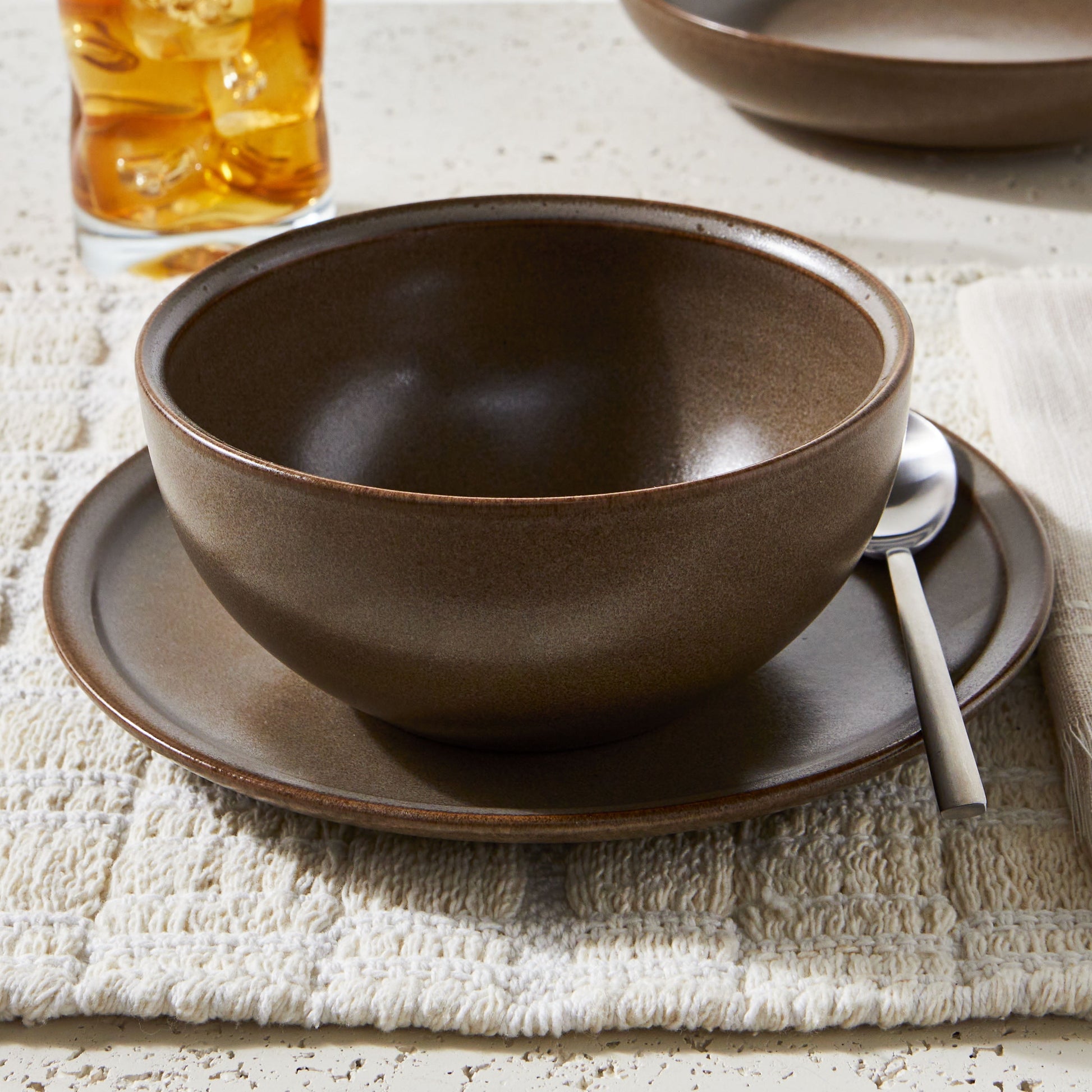 Better Homes and Gardens Banks Brown 12-Piece Stoneware Dinnerware Set