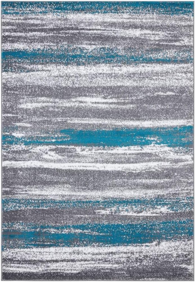 Modern Abstract Turquoise 9X12 Area Rug