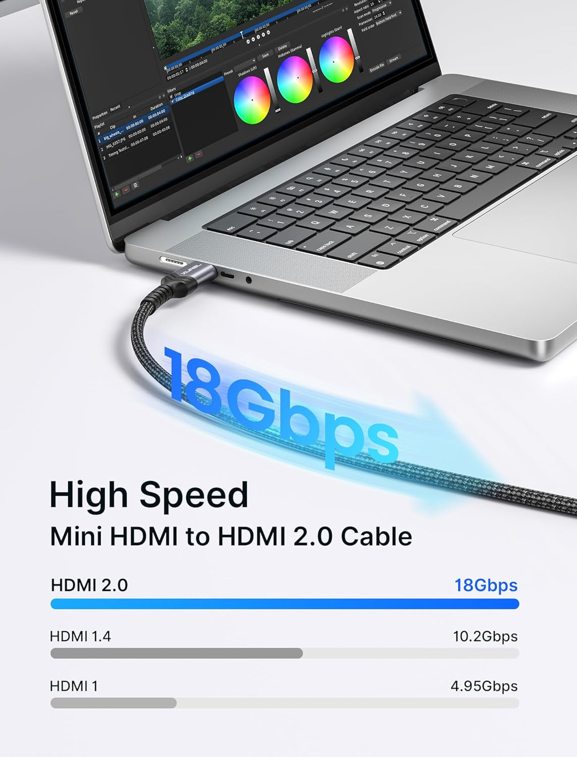 Mini HDMI to HDMI Cable 6FT, [Aluminum Shell, Braided] High Speed 4K 60Hz HDMI 2.0 Cord, Compatible with Camera, Camcorder, Tablet and Graphics/Video Card, Laptop, Raspberry Pi Zero W -Grey