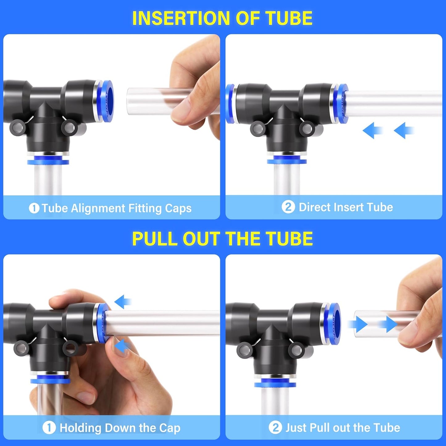 10Mm Od Push to Connect Fittings Pneumatic Fittings Kit 5 Spliters+5 Elbows+5 Tee+5 Straight (20 Pcs)