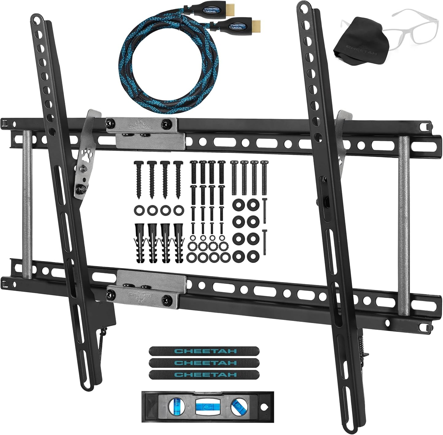 APTMM2B Tilt TV Wall Mount, Fits 32-80" Tvs, Newer Displays up to 100", 165Lbs and VESA 600, Low 1.3" Profile, Fits 24" Studs, Universal LCD LED Curved or Flat Screen Tilting Mounting Bracket