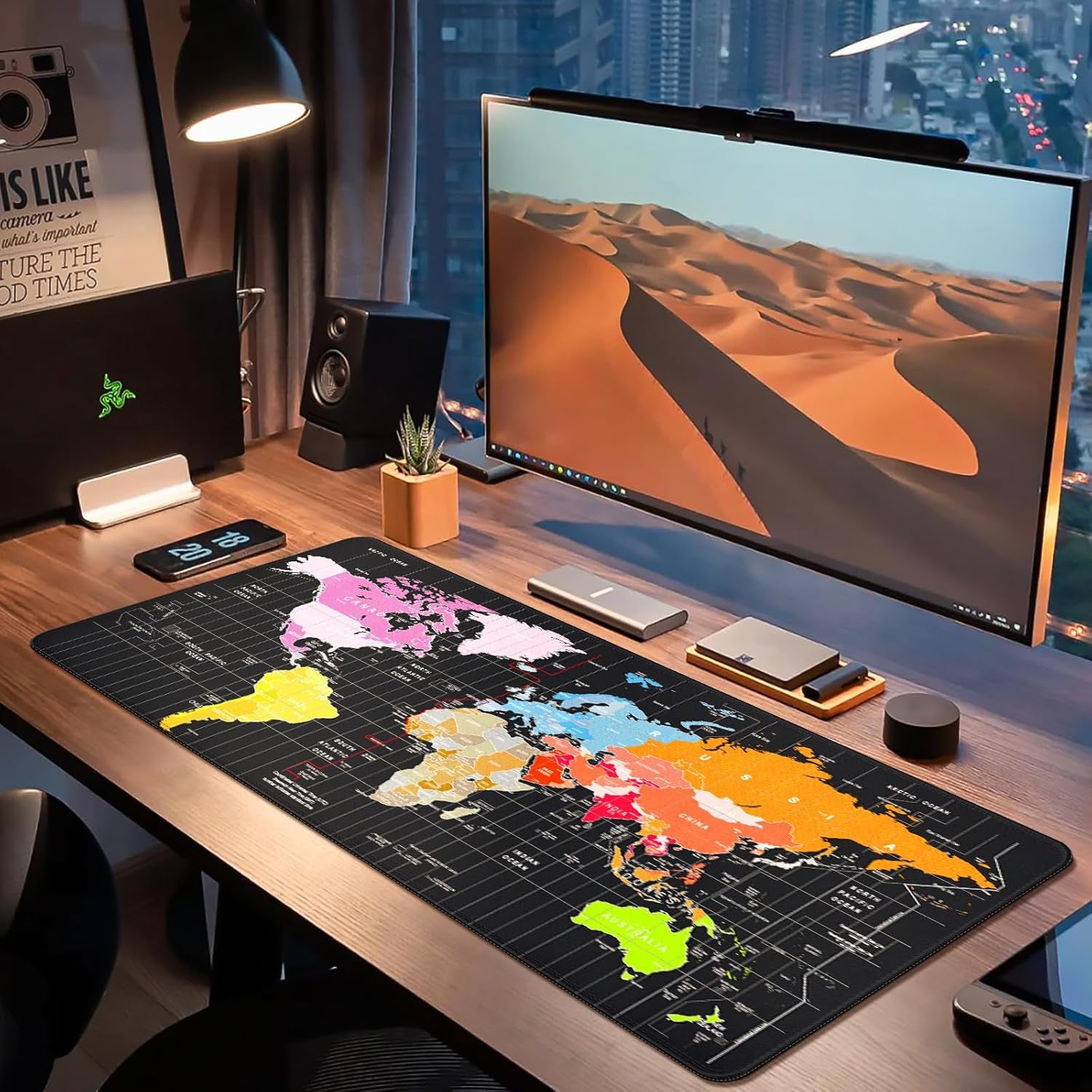 XXL Gaming Mouse Pad 35.40"X15.7"X0.12",Extended Desk Big Mat,World Map Pad with Non-Slip Base,Waterproof and Foldable Pad,Desktop Pad Suitable for Gamers,Suitable for Desktop,Office and Home