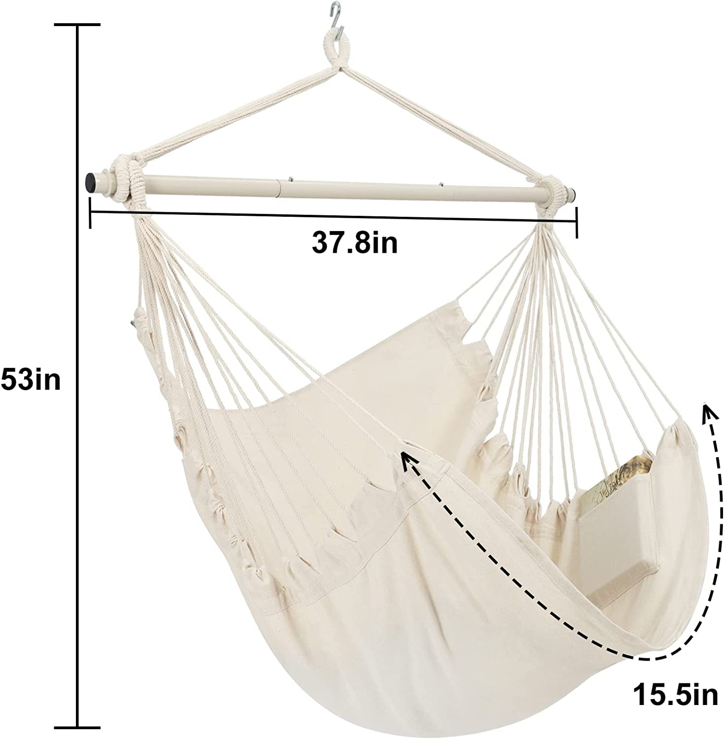 Hammock Chair Hanging Rope Swing, Hanging Kit Swing Hanger, Durability(White)