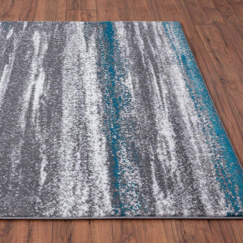 Modern Abstract Turquoise 9X12 Area Rug