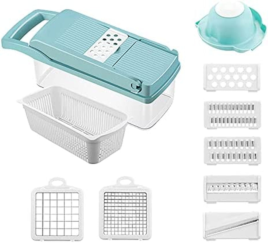 Vegetable Chopper Onion Dicer, Egg Separator Slicer, Cutter, with Container Cutter (Blue)