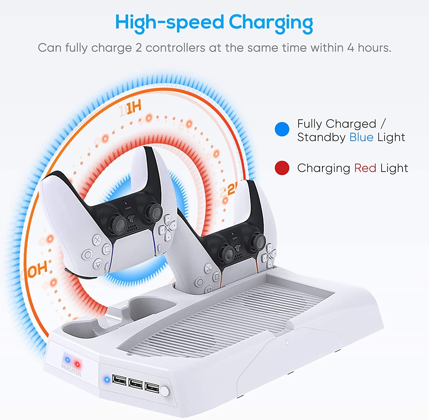 Vertical Stand for PS5 Digital Edition/Ultra HD with Dual Controller Charging Station & Suction Cooling Fan & 14 Retractable Game Slots, for PS5 Gaming Accessories for PS5 Console