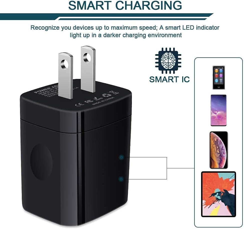 Wall Charger Plug, USB Charger Cube,  3.1A 3-Muti Port USB Adapter Power Plug Charging Station Box Black Base for Iphone 15 14 13 12 11 Pro Max/Se/Xr/Xs/X, Samsung Galaxy Phones USB Charge Block