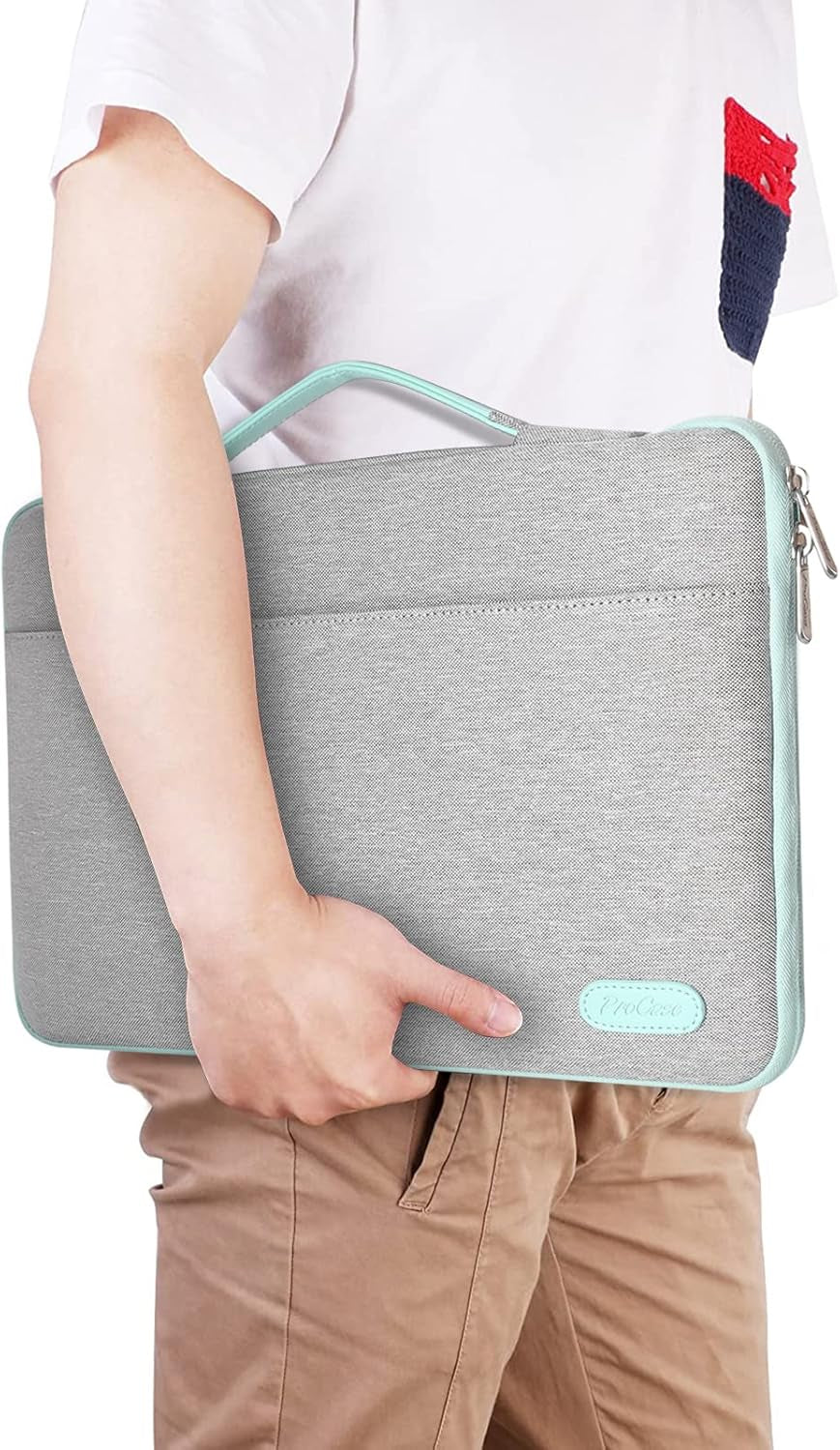 Laptop Sleeve Case, 13.5 Inch Laptop Bag Compatible with Macbook HP Dell Lenovo ASUS Chromebook -Light Grey