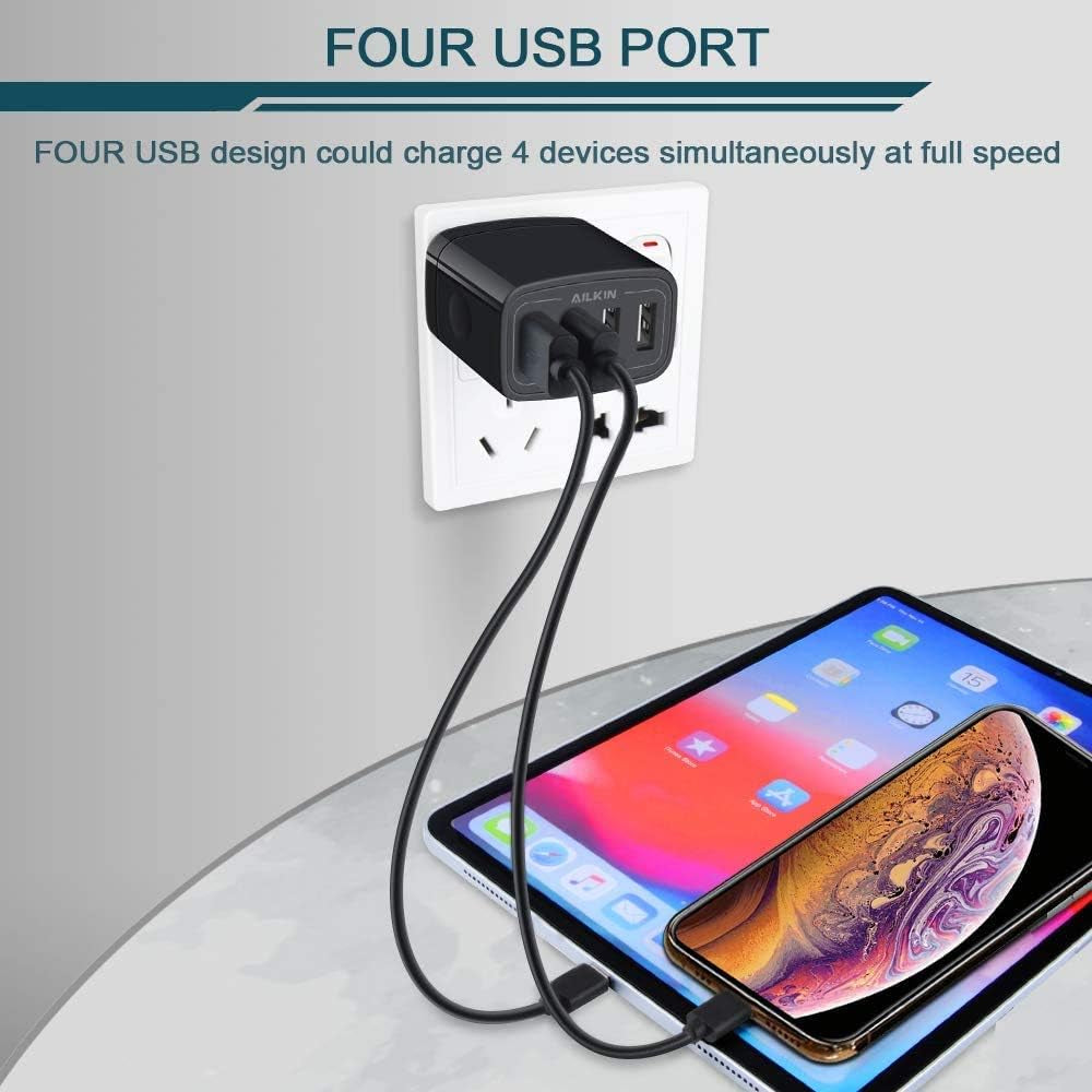 USB Wall Charger, 2-Pack  4.8A 4-Port USB Plug Cube Brick Charging Box Wall Charger Plug, USB Charging Block for Iphone 15 14 13 Pro Max 12 11Pro Max/Xr/Xs/8 Plus, Samsung Galaxy S23 S22 S21 S20