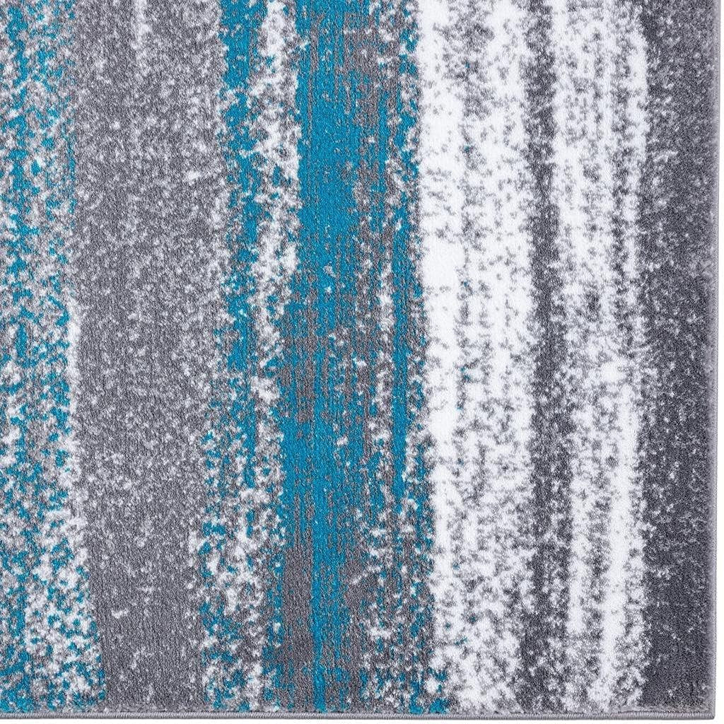 Modern Abstract Turquoise 9X12 Area Rug