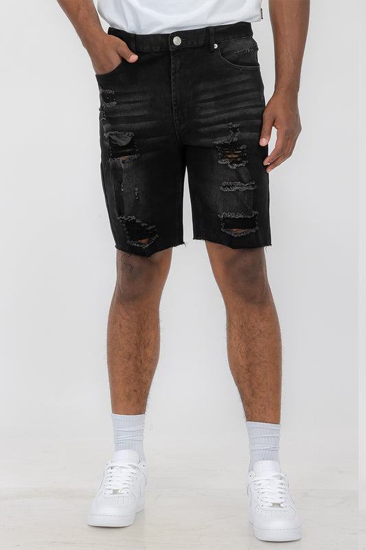 Mens Distressed Denim Shorts