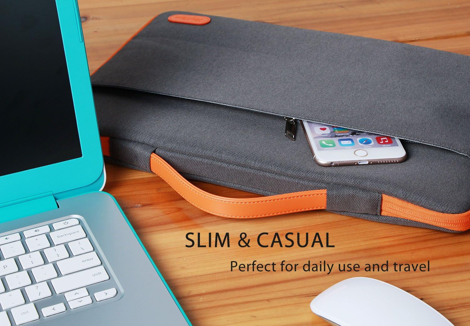 Laptop Sleeve Case, 15 15.6 Inch Laptop Bag Compatible with Macbook HP Dell Lenovo ASUS Chromebook -Dark Grey