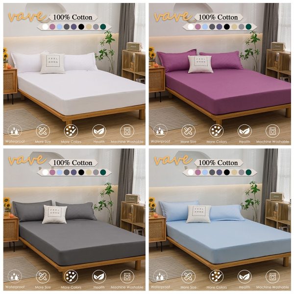 100 Cotton Fitted Bed Sheet with Elastic Band Solid Color Anti slip Adjustable Mattress Cover for 11