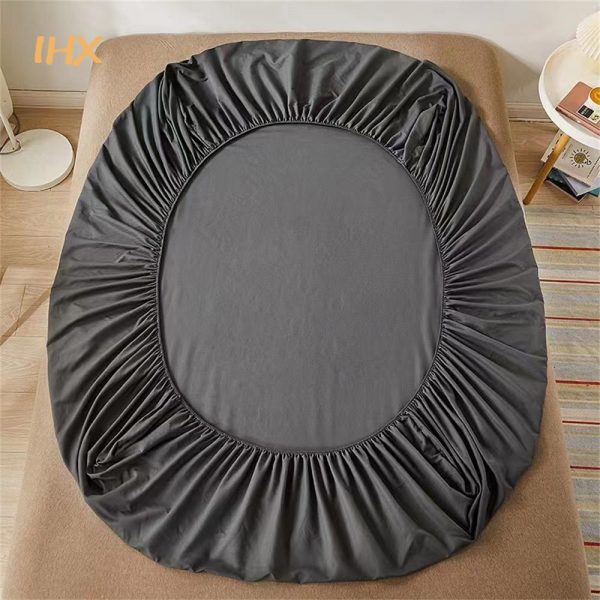100 Cotton Fitted Bed Sheet with Elastic Band Solid Color Anti slip Adjustable Mattress Cover for 2