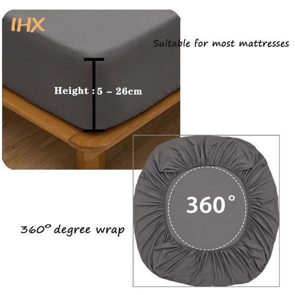 100 Cotton Fitted Bed Sheet with Elastic Band Solid Color Anti slip Adjustable Mattress Cover for 3