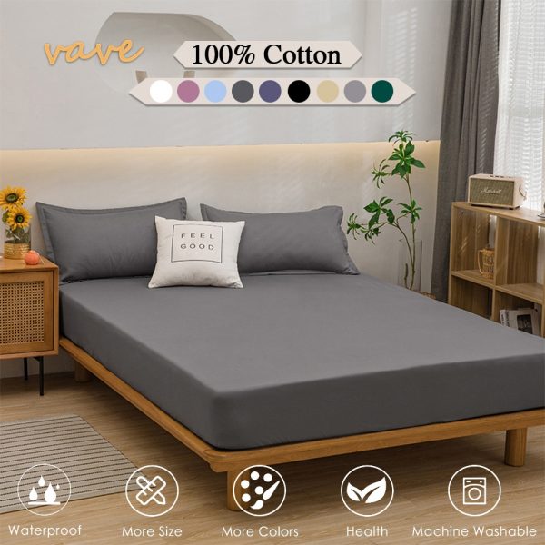 100 Cotton Fitted Bed Sheet with Elastic Band Solid Color Anti slip Adjustable Mattress Cover for 7
