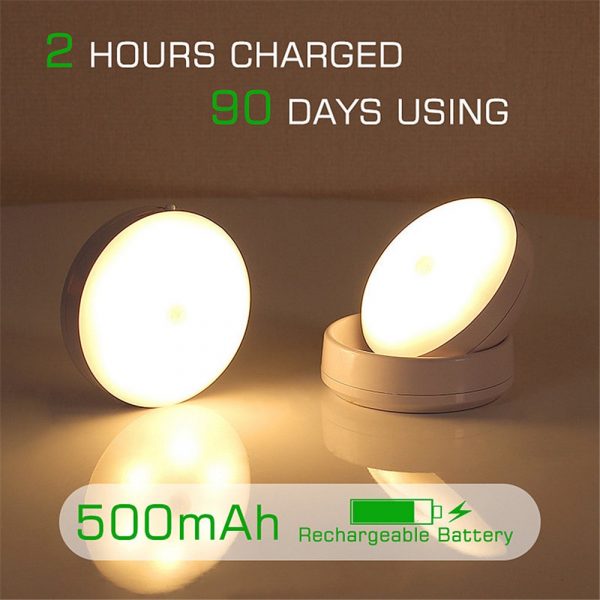 360 Rotated PIR Motion Sensor Night Light Led Wall Lamps Rechargeable Auto On Off Under Cabinet 3