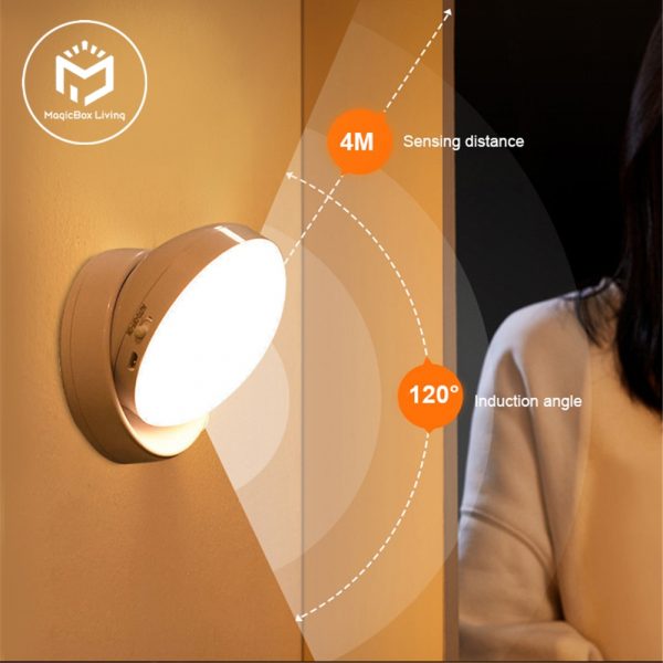 360 Rotated PIR Motion Sensor Night Light Led Wall Lamps Rechargeable Auto On Off Under Cabinet