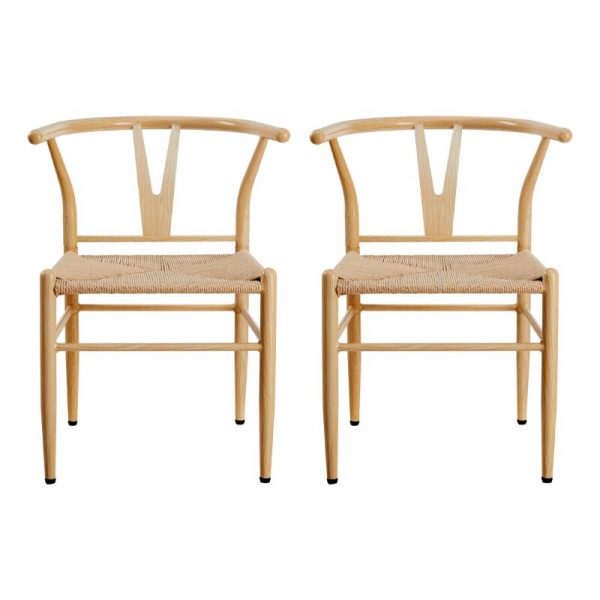 Better Homes Gardens Springwood Wishbone Chair 2 Pack Metal Base with Light Natural Color Finish dinning 1