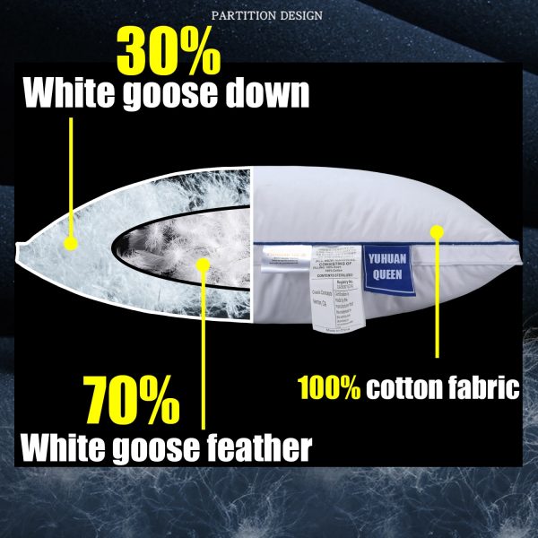 Down Pillow 100 Goose Down Feather Household Goose Down Pillow Single Size Five Star Hotel Pillow 1