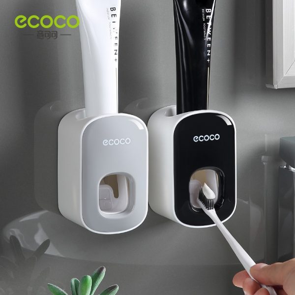 ECOCO Automatic Toothpaste Dispenser Wall Mount Bathroom Bathroom Accessories Waterproof Toothpaste Squeezer Toothbrush Holder 1
