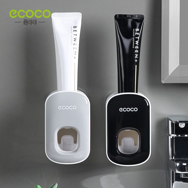 ECOCO Automatic Toothpaste Dispenser Wall Mount Bathroom Bathroom Accessories Waterproof Toothpaste Squeezer Toothbrush Holder 3