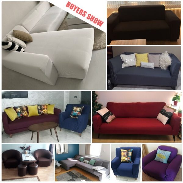 Elastic Plain Solid Sofa Cover Stretch Tight Wrap All inclusive Sofa Cover for Living Room funda 4
