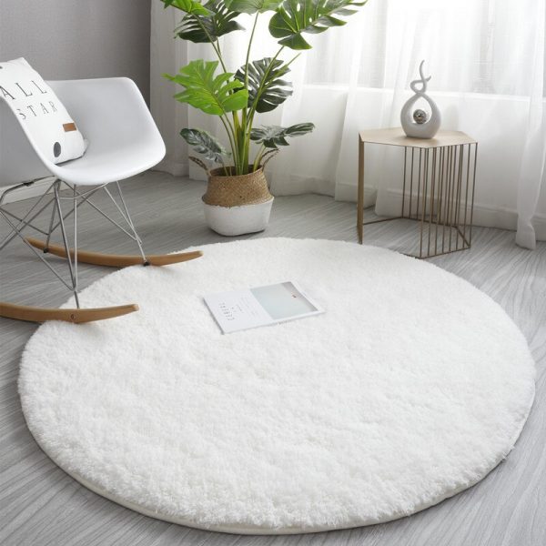 Fluffy Round Carpet Rugs For Bedroom Living Room Study Tent Solid Color Floor Car Thick Soft 1