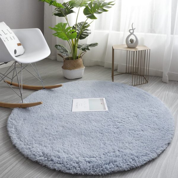 Fluffy Round Carpet Rugs For Bedroom Living Room Study Tent Solid Color Floor Car Thick Soft