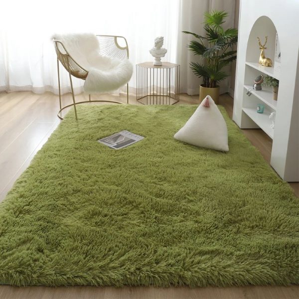 Green Carpet Tie Dyeing Plush Soft Carpets For Living Room Bedroom Anti slip Floor Mats Bedroom 1