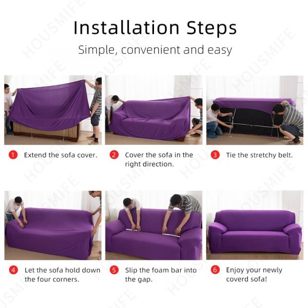 HOUSMIFE Solid Color Sofa Covers for Living Room Elastic Sofa Cover Corner Couch Cover Slipcover Chair 3