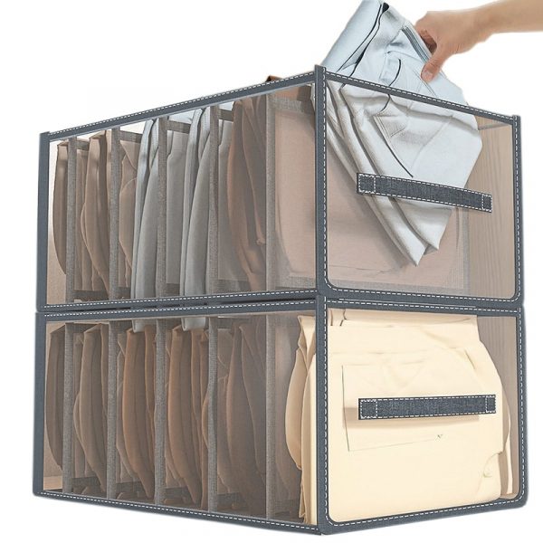 Jeans Compartment Storage Box Closet Clothes Drawer Mesh Separation Box Stacking Pants Drawer Divider Can Washed 3