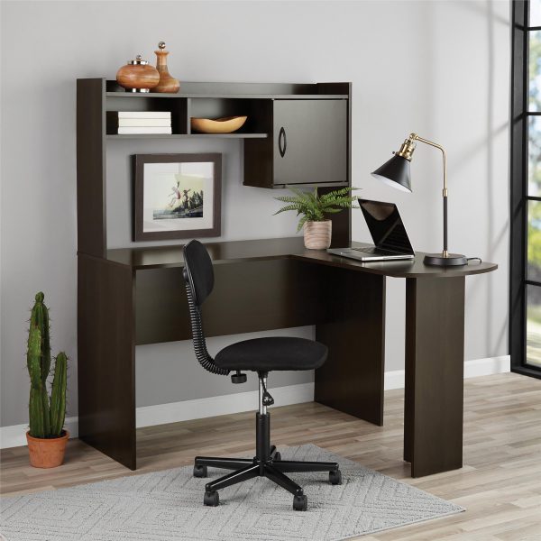 L Shaped Desk with Hutch Espresso furniture mesa ordenador escritorio office table