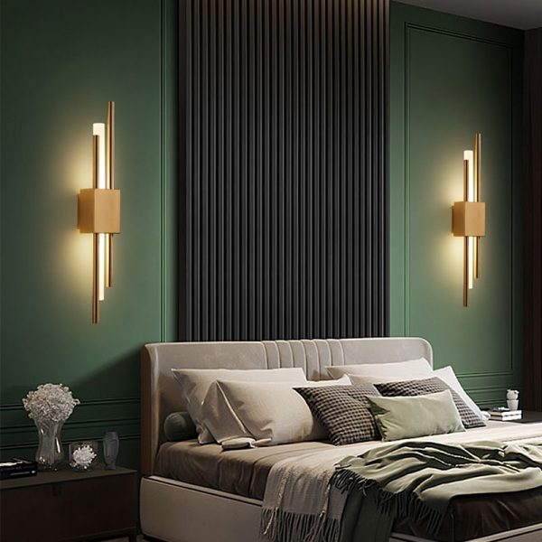 LED Bedroom Wall Lamp Wall Sconces Copper Line Pipe Acrylic Lampshade Indoor Lighting for Living Room 3