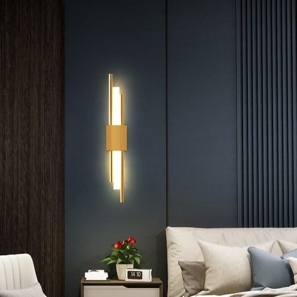 LED Bedroom Wall Lamp Wall Sconces Copper Line Pipe Acrylic Lampshade Indoor Lighting for Living Room 4