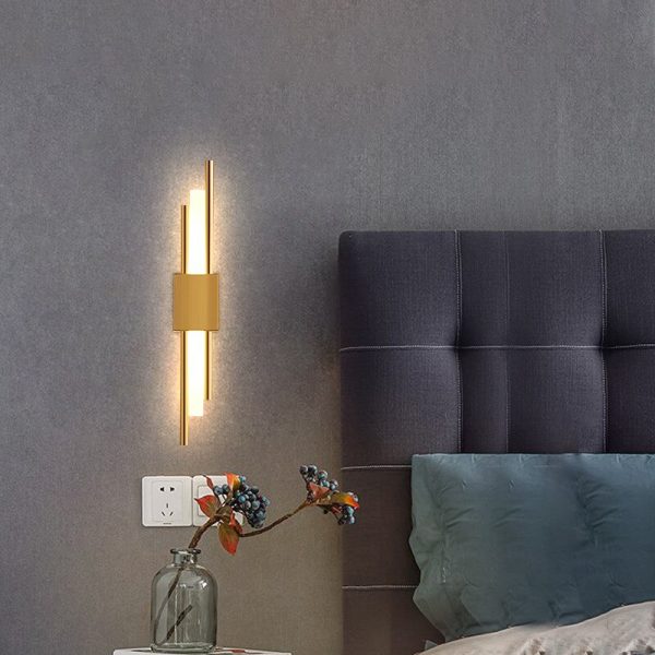 LED Bedroom Wall Lamp Wall Sconces Copper Line Pipe Acrylic Lampshade Indoor Lighting for Living Room 5