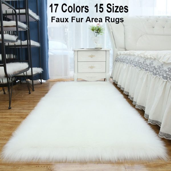Long Hair Faux Fur Area Rugs Artificial Sheepskin Fur Carpet Fluffy Faux Fur Floor Mat