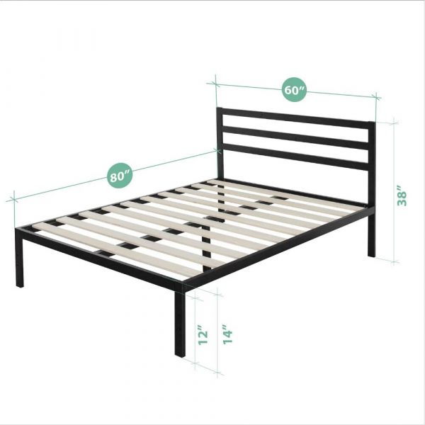 Mia 38 Metal Platform Bed Frame with Headboard Queen Platform Bed Bedroom Set Furniture Bedroom 3
