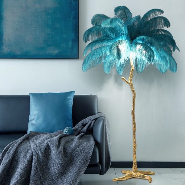 Nordic Luxury Living Room Floor Lamp Ostrich Feather LED Floor Lamp for Bedroom Sofa Corner Modern 3