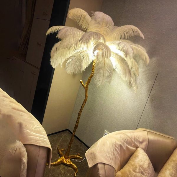 Nordic Luxury Living Room Floor Lamp Ostrich Feather LED Floor Lamp for Bedroom Sofa Corner Modern 4
