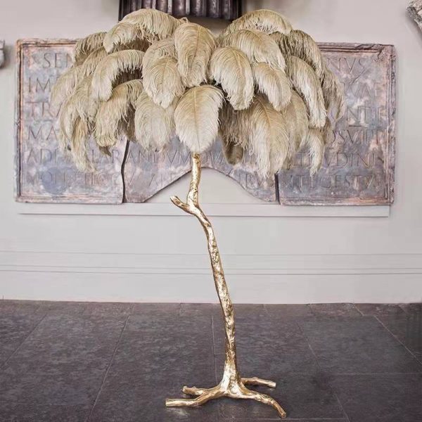 Nordic Luxury Living Room Floor Lamp Ostrich Feather LED Floor Lamp for Bedroom Sofa Corner Modern